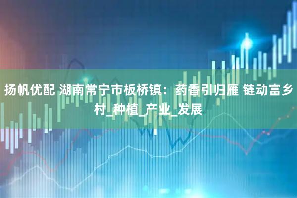 扬帆优配 湖南常宁市板桥镇：药香引归雁 链动富乡村_种植_产业_发展